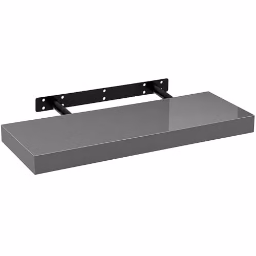iTrend High Gloss Grey Floating Wall Shelf, Modern MDF Wall Mounted Storage Shelf, W: 60 cm – 1