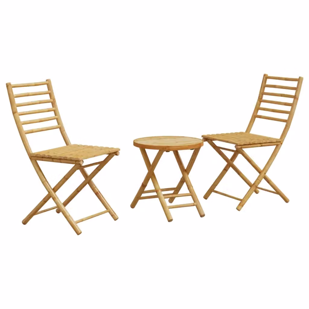 Berkfield Home 3 Piece Bamboo Bistro Set in Brown – 2