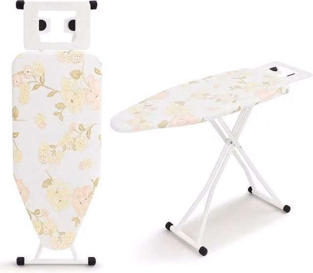 Kelvenix Floral Height Adjustable Ironing Board in White, 0.6m2 – 1
