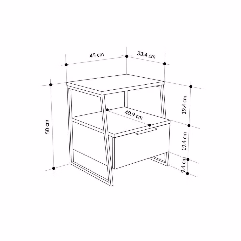 FORGEVIO Sandstone 1 Door Bedside Table with Black Metal Frame and Handle in Beige – 2