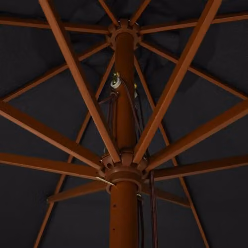 vidaXL Garden Parasol with Wooden Pole and Polyester Canopy, Anthracite, Diameter: 330 cm – 2