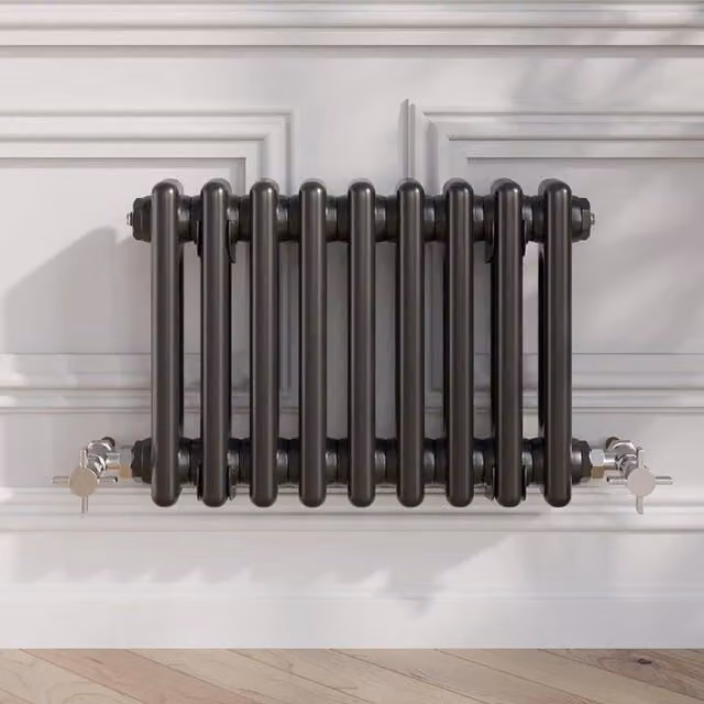 Temprazo Black Steel Wall Mounted Column Radiator H 42.5 cm x W 30 cm x D 7 cm
