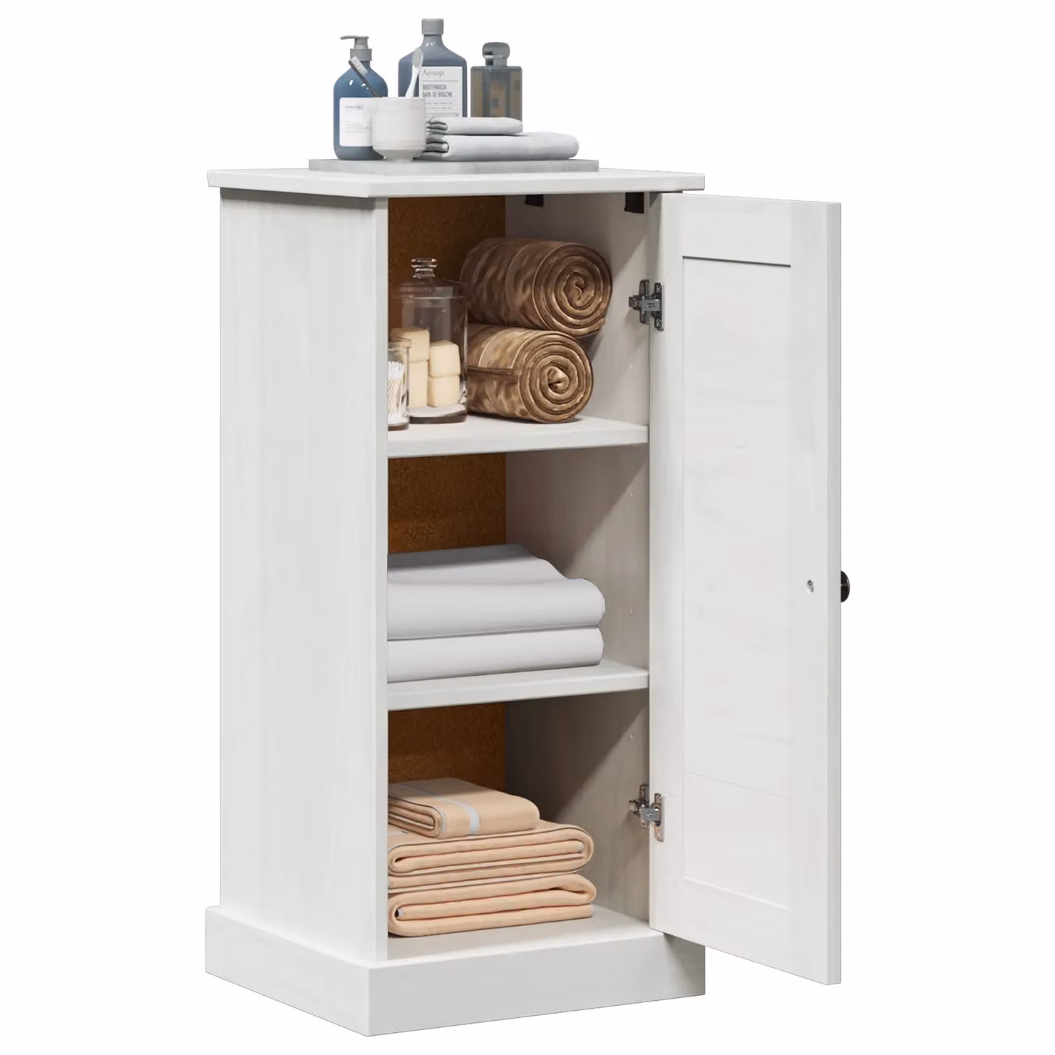 Berkfield Home Antique White MDF Bathroom Cabinet with Open Shelf and Hinged Doors – 2