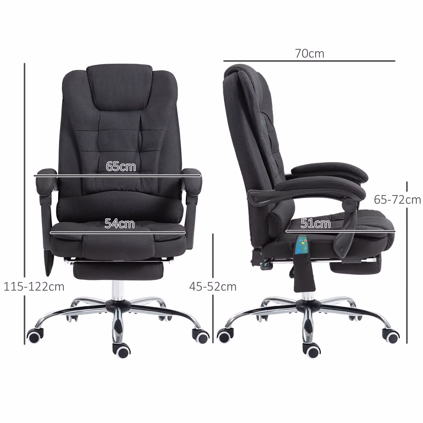 Vinsetto Black Fabric Executive Office Chair with High Back, Headrest and Armrests – 3