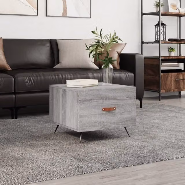 Berkfield Home Grey Sonoma Square Coffee Table, W/D/H: 50 x 50 x 40 cm