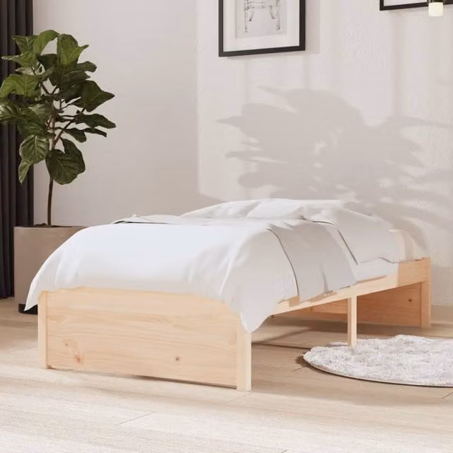 Berkfield Home Small Single Solid Pine Wood Bed Frame, Brown, W: 75 cm, L: 190 cm