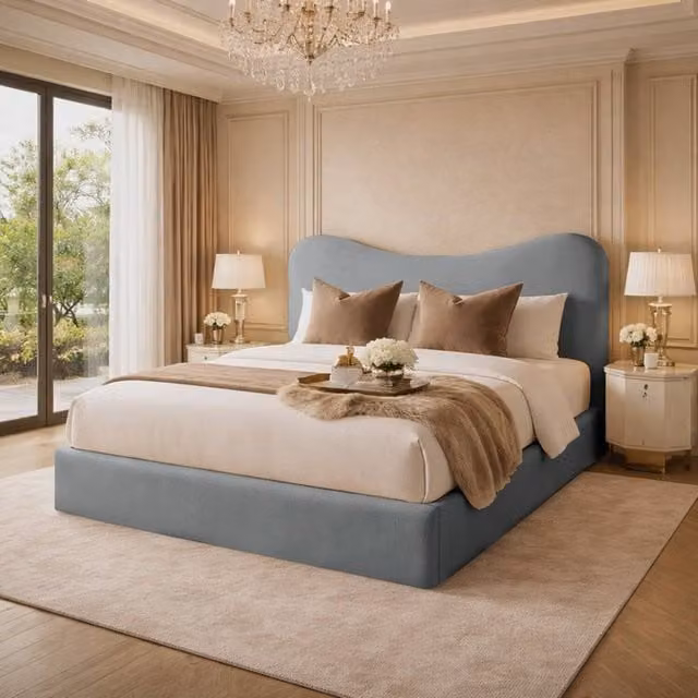 Desire Deco Plush Velvet Chelsea Upholstered Bed Frame in Grey, W/D/H: 200 x 200 cm