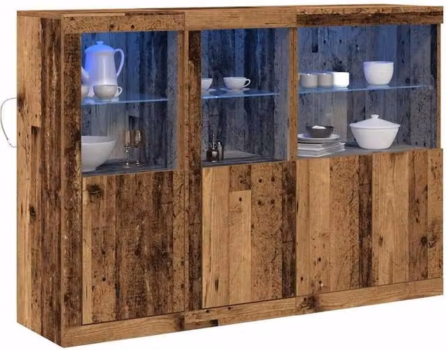 Berkfield Home Rustic Brown Sideboard with Integrated LED Lights, W/D/H: 142.5 x 37 x 100 cm – 1