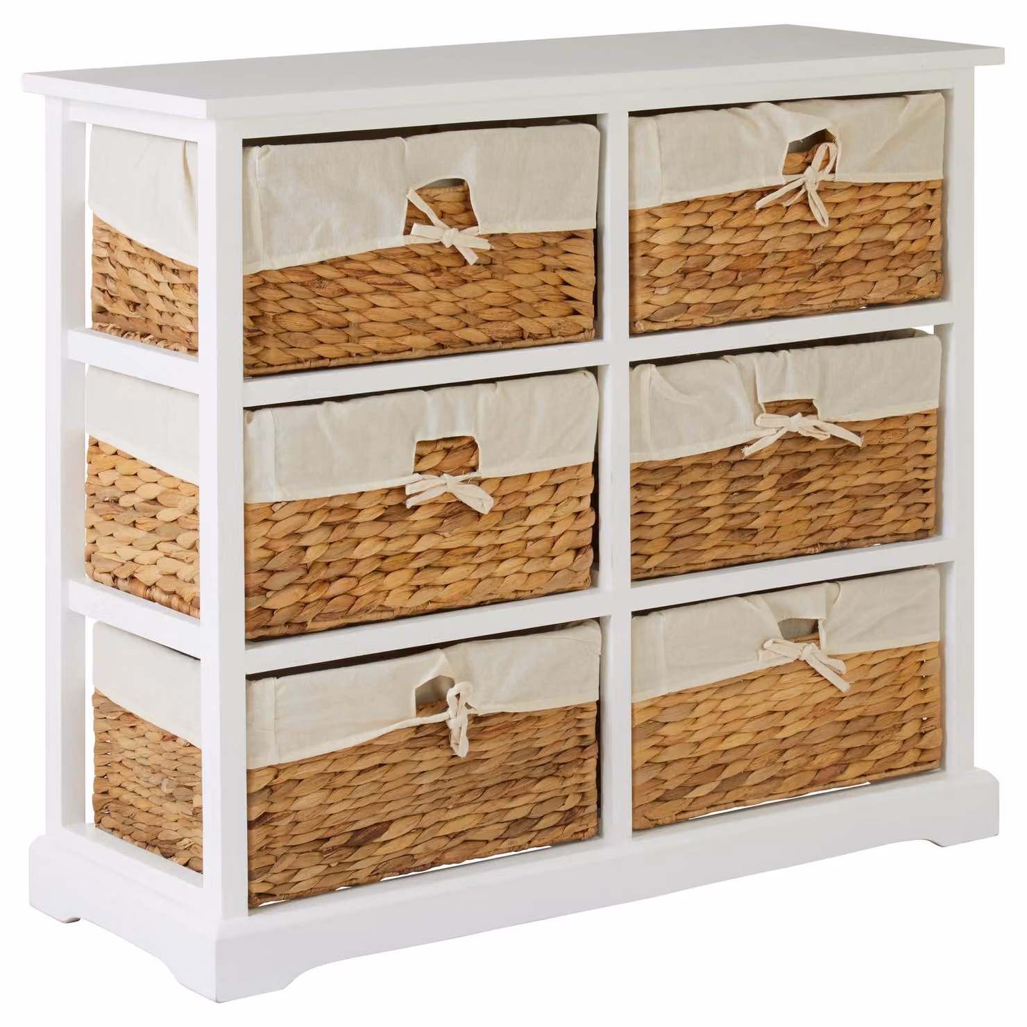 Orsina Modern 6 Drawer Chest in White with Water Hyacinth and Acacia Wood – 2