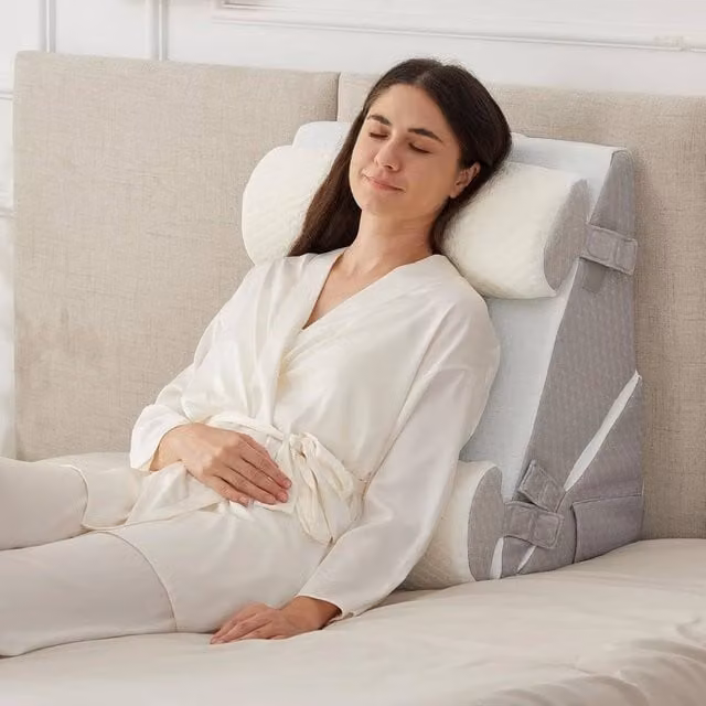 Havendro White 10-in-1 Memory Foam Bed Wedge Pillow for Neck, Back and Knee Support – 1