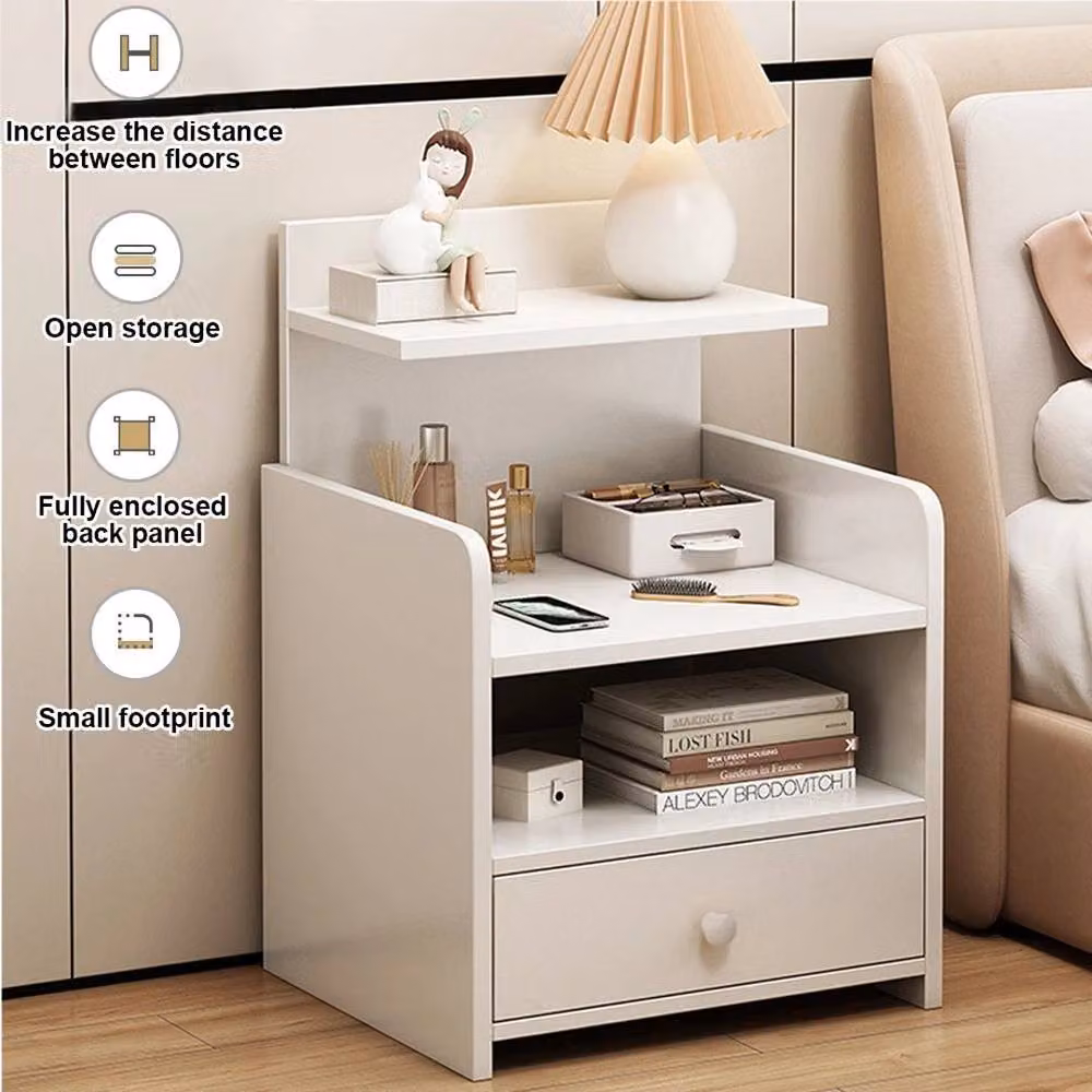 EONLION Modern White Bedside Table Drawer Cabinet for Bedroom and Living Room, W: 100 cm x D: 60 cm x H: 100 cm – 2