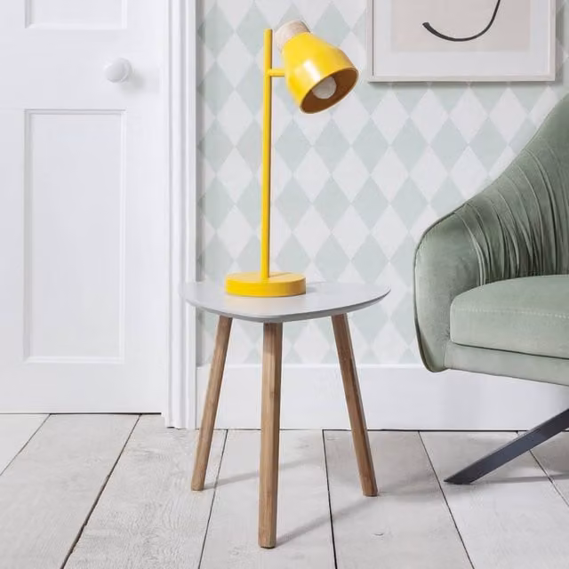 Nöa and Nani Malme Round Retro Side Table in Chalk Grey and Natural Pine – 1