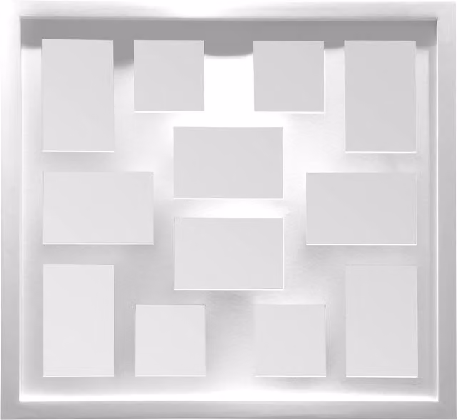 Premier Housewares White Multi Photo Frame for 12 Photos, Wall Mountable, W/D/H: 48 x 4 x 53 cm