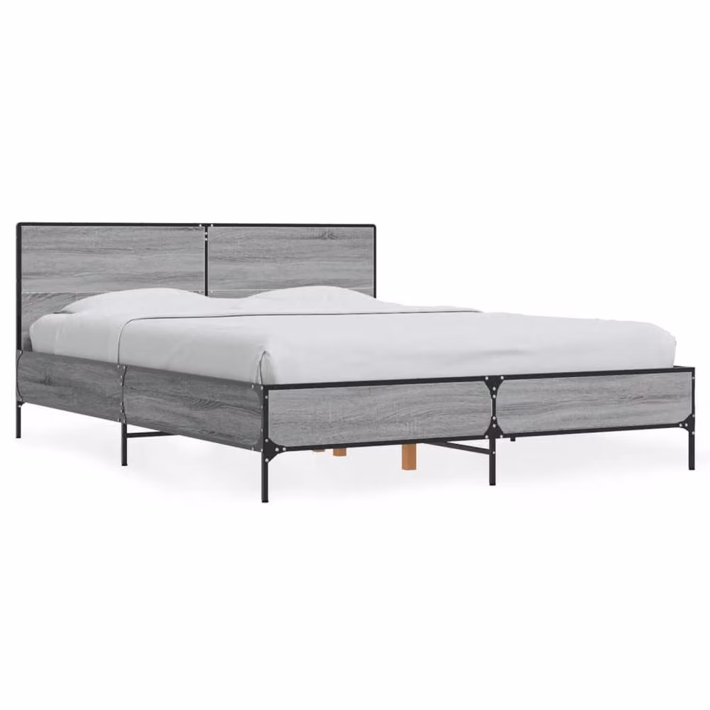 Berkfield Home Durable Bed Frame in Grey Sonoma, W/D/H: 140 x 200 x 80 cm – 3