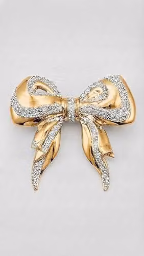 DEENZ Pack of 2 Gold and Silver Ceramic Crushed Diamond Bow Wall Mounted 3D Ornaments, H 32 cm x W 27 cm – 2