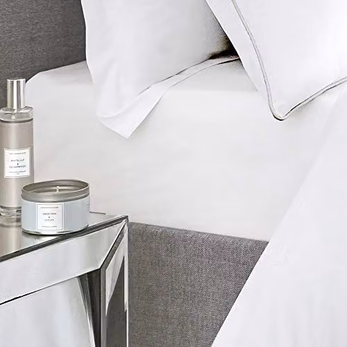 Appletree Premium 200TC White 100% Cotton Percale Deep Fitted Sheet, King Size, Depth: 35 cm – 2