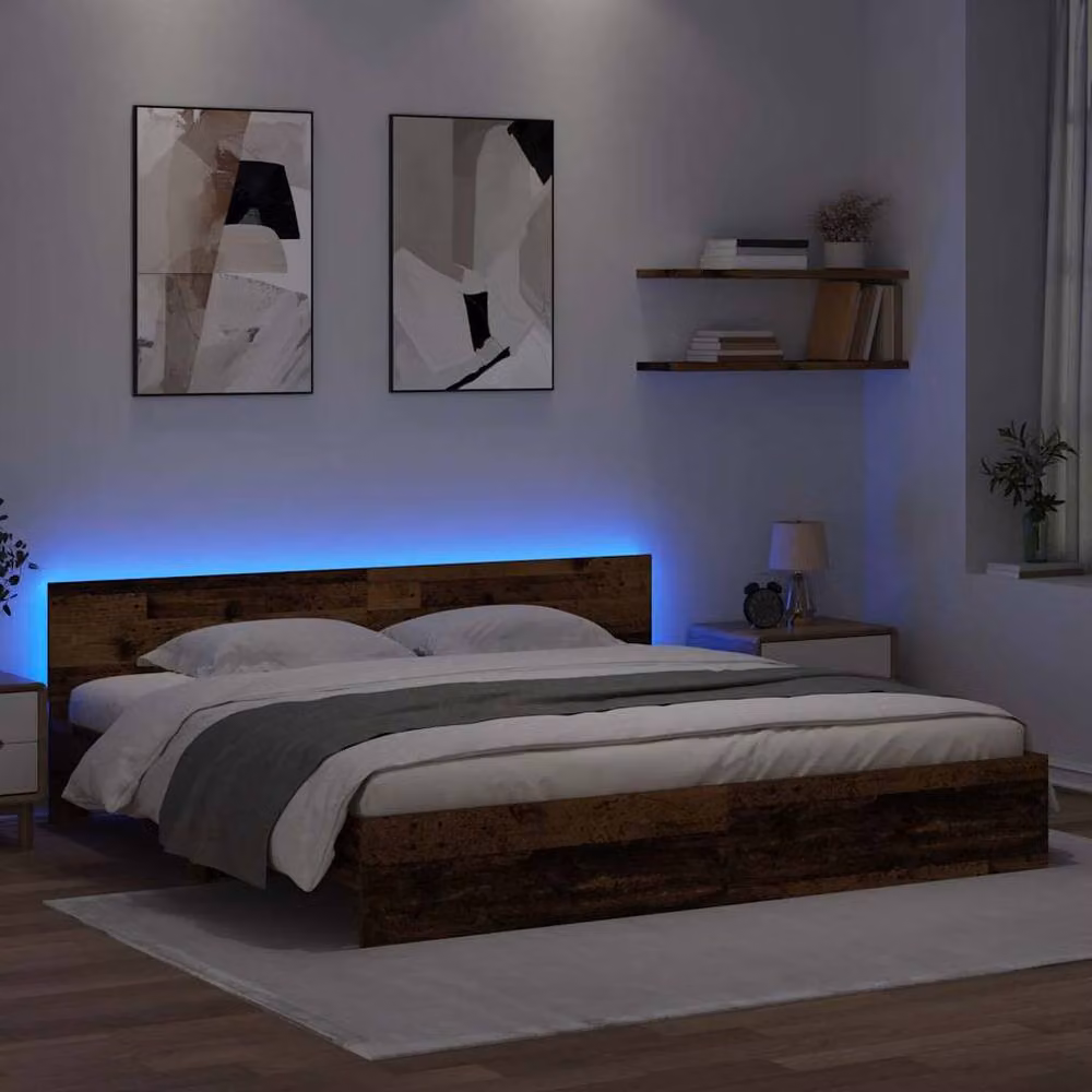 Berkfield Home Modern Bed Frame with Headboard and Lift Up Base in Brown Engineered Wood, 180 x 200 cm – 3