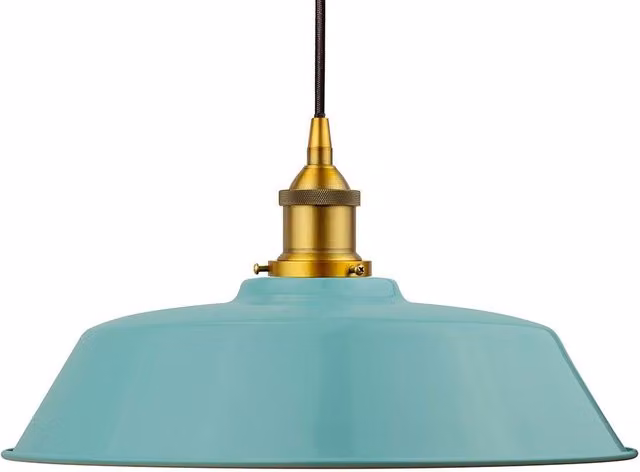 SE Home Chancery Round Pendant Light in Duck Egg Blue, Gold and Black