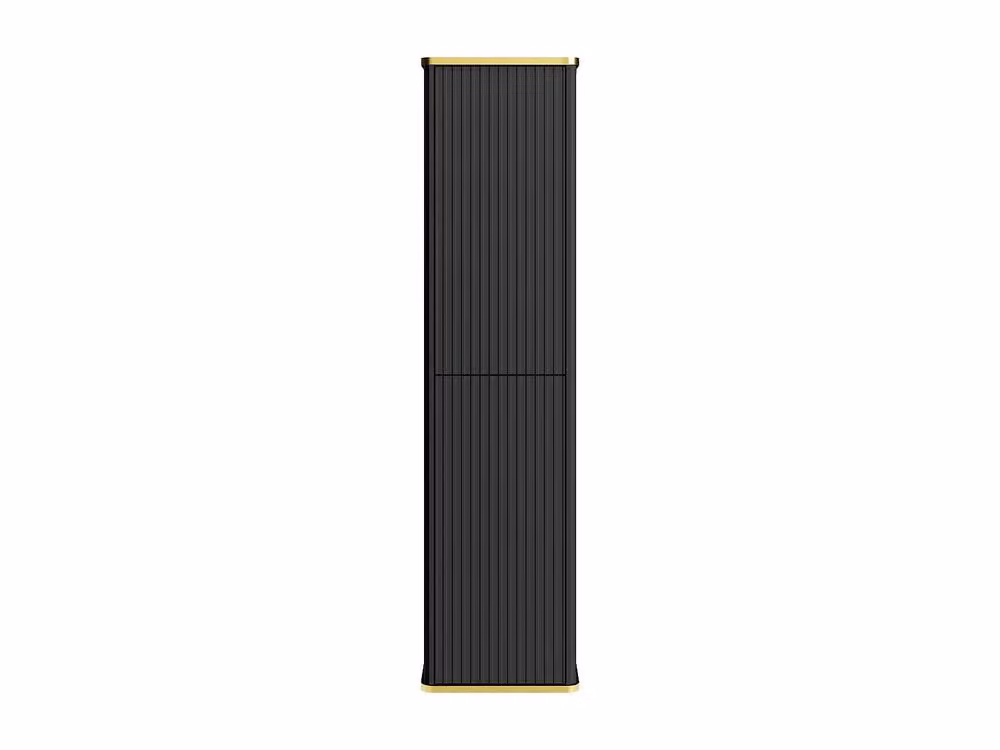 Vente-unique Ribbed Wall-Mounted Bathroom Cabinet with Gold Trim, Black, H: 140 cm, W: 35 cm, D: 25 cm – 2