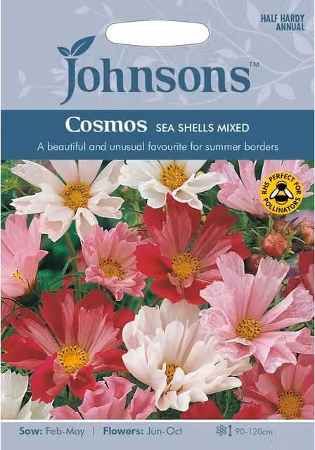 Johnsons Cosmos Sea Shells Mixed Ornamental Flower Seeds, Multicolour