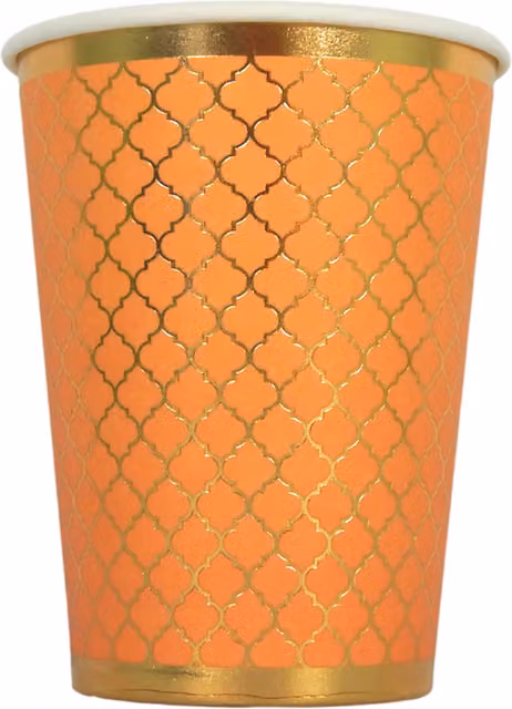 Peacock Supplies Moroccan Amber Geometric Party Cups in Orange