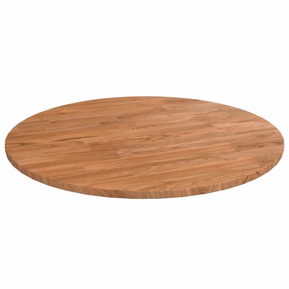 Berkfield Home Round Solid Oak Wood Table Top in Light Brown, Diameter: 50 cm, Thickness: 1.5 cm – 2