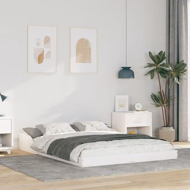 Berkfield Home White Solid Pine Wood Bed W/D/H: 140 x 190 cm