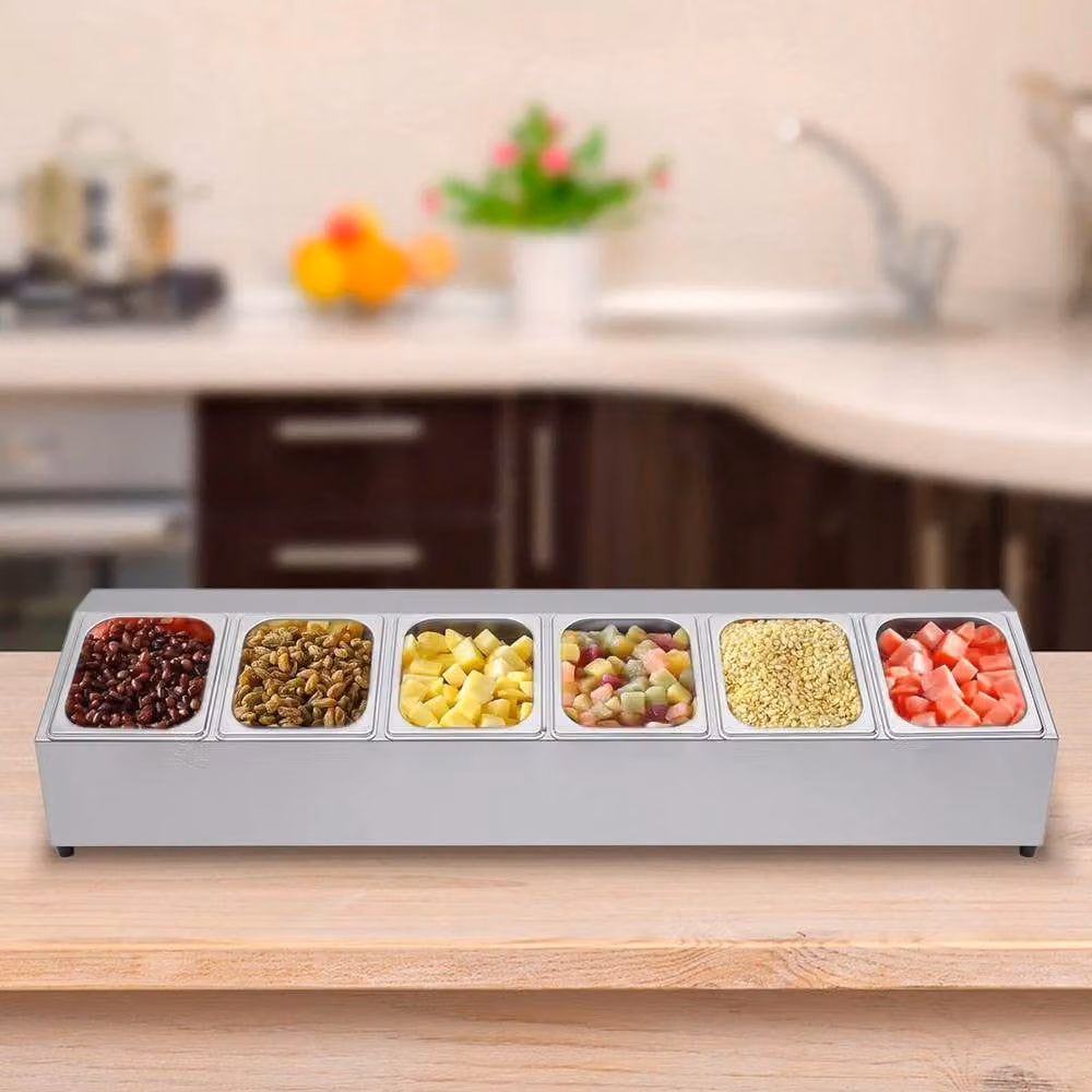Kelvenix Stainless Steel Spice Rack Shelf with 6 Containers in Grey – 2