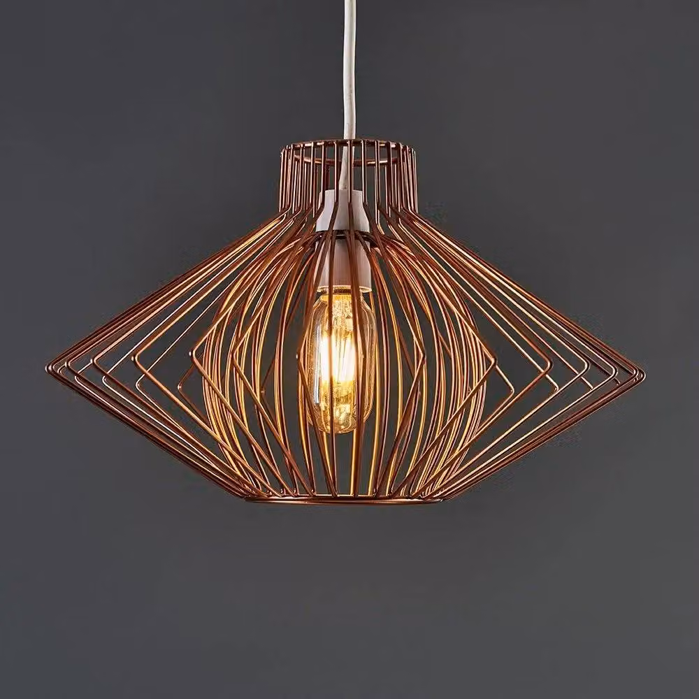 ValueLights Sinat Modern Copper Geometric Wire Basket Pendant Ceiling Light Shade, Shade Width: 36.5 cm – 2