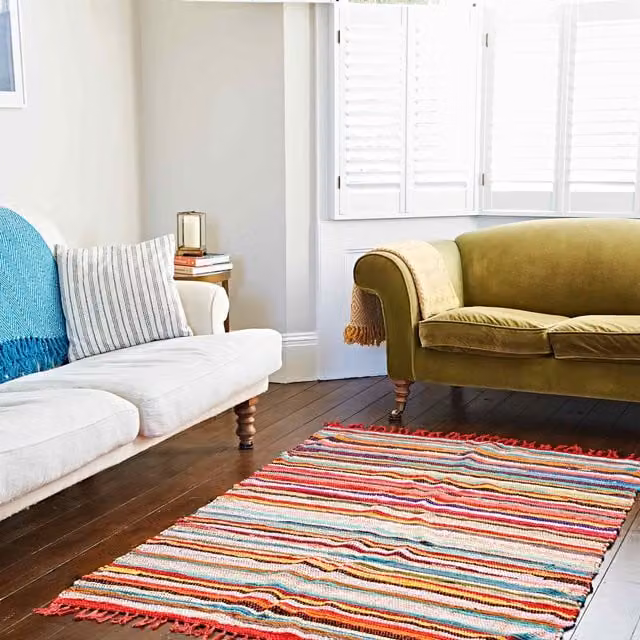 Paper High Multicoloured Striped Reclaimed Rag Rug, W: 75 cm, L: 180 cm – 2