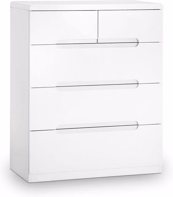 Cheshire Premium Midtown 3 + 2 Drawer Chest in High Gloss White