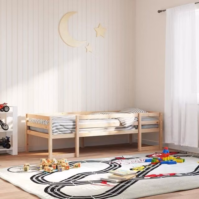 Berkfield Home Kids Small Single Solid Wood Pine Bed Frame, Brown, W/D/H: 75 x 190 cm – 1