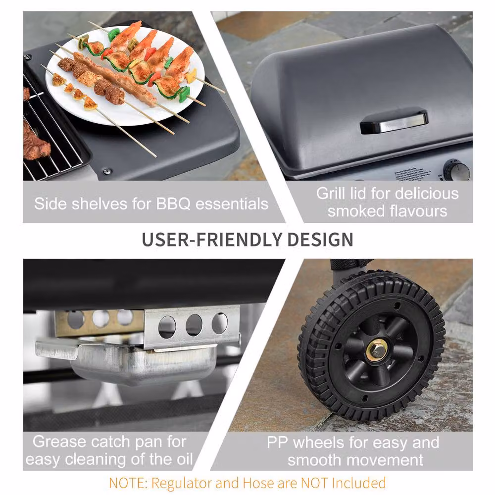 Rolipo 2 x 2.8kW Burner Gas BBQ in Grey – 5