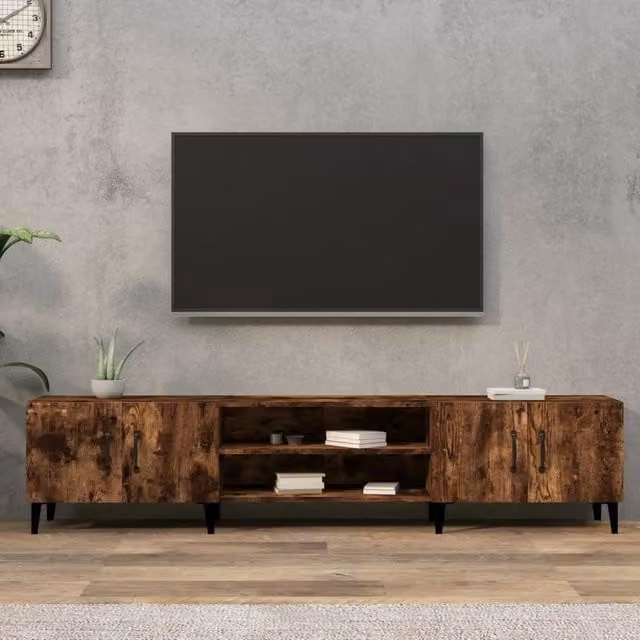 Berkfield Home Smoked Oak TV Cabinet in Brown, W/D/H: 180 x 31.5 x 40 cm – 1