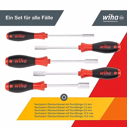 Wiha SoftFinish 5 Piece Hex Nut Driver Set in Red and Multicolour – 2