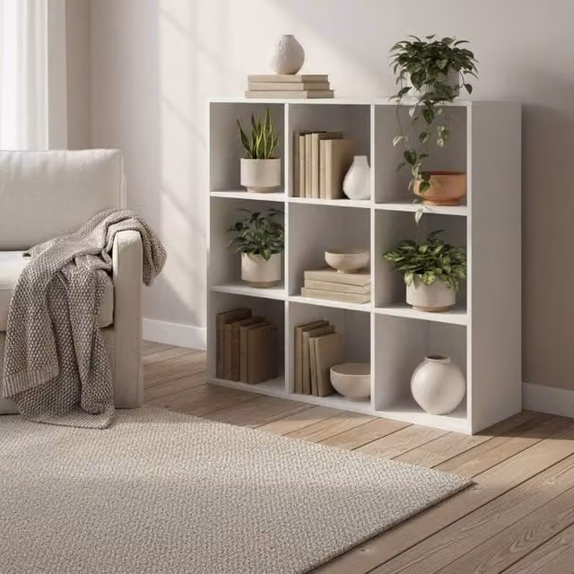 Wyld Haus Naleno White 9 Cube Freestanding MDF Storage Shelf – 1