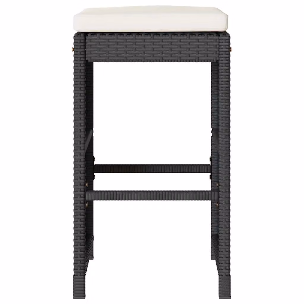 Berkfield Home Set of 2 Black Poly Rattan Garden Bar Stools with Removable Fabric Cushions – 4