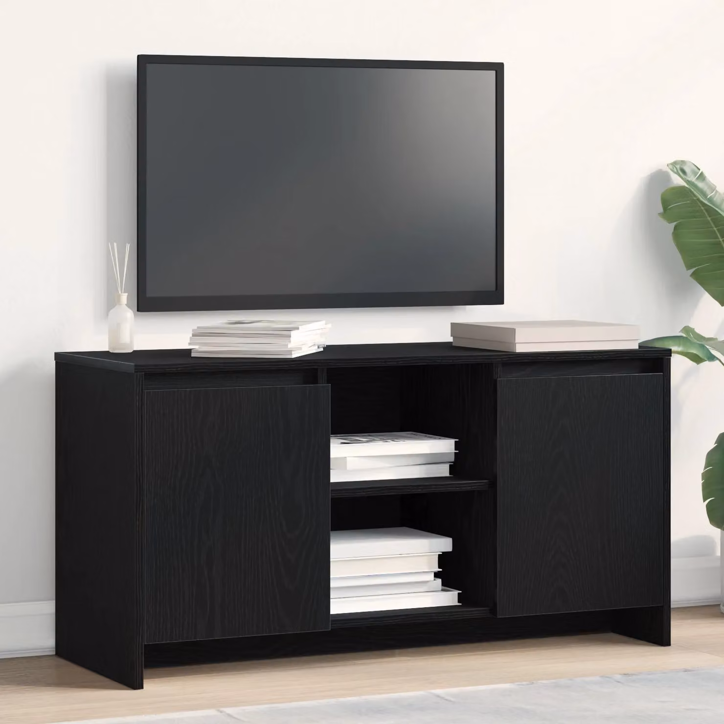 Berkfield Home Minimalist TV Stand in Black Oak, W/D/H: 102 x 37.5 x 52.5 cm – 3