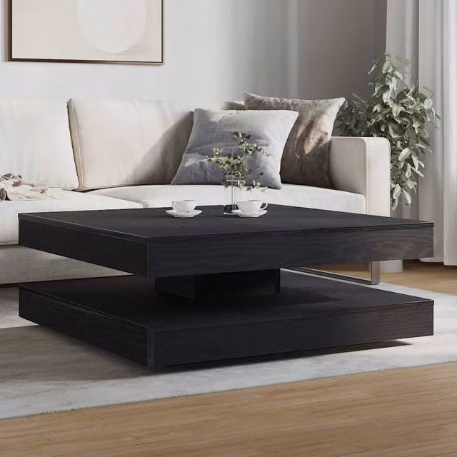 Berkfield Home Modern Rotating Coffee Table in Black Oak, W/D/H: 90 x 90 x 34.5 cm – 1