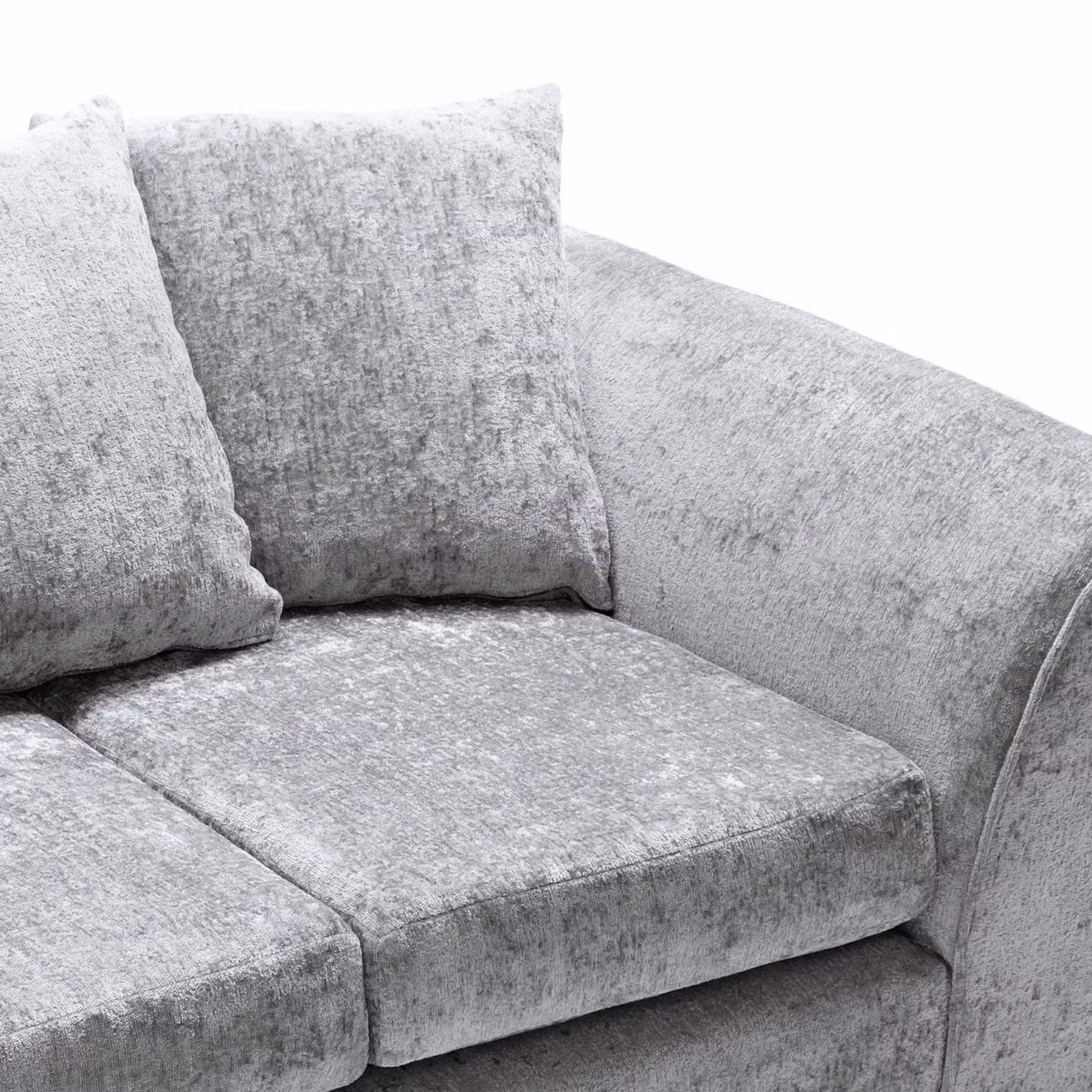 Abakus Direct Harriet Left Facing Corner Sofa in Light Grey Crushed Chenille Fabric – 3