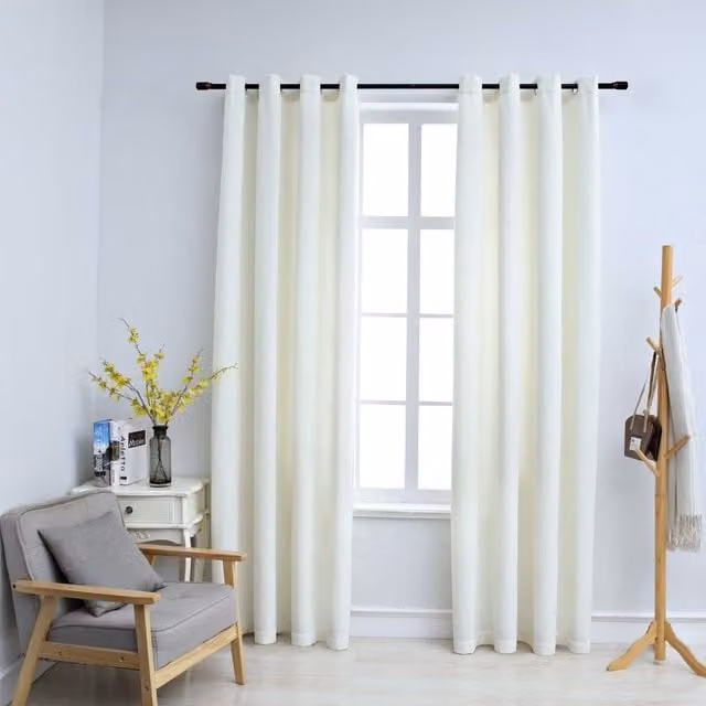 Berkfield Home Velvet Blackout Curtains with Eyelets, 2 Pack, Beige, W: 140 cm, H: 175 cm