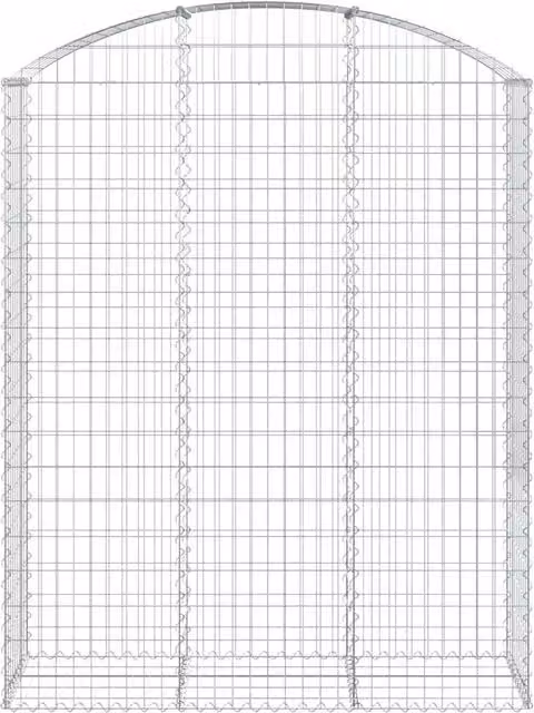 Berkfield Home Decorative Arched Gabion Basket in Silver Galvanised Steel, W/D/H: 150 x 50 x 180/200 cm – 1