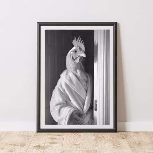 60 Second Makeover Chicken Bathrobe Animal Print Paper Poster, A4
