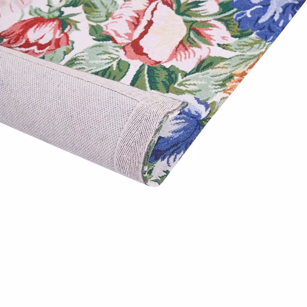 Wyld and Coco Multicolour Floral Cotton Jacquard Flat-Weave Rectangular Rug W: 200 cm, D: 300 cm – 3