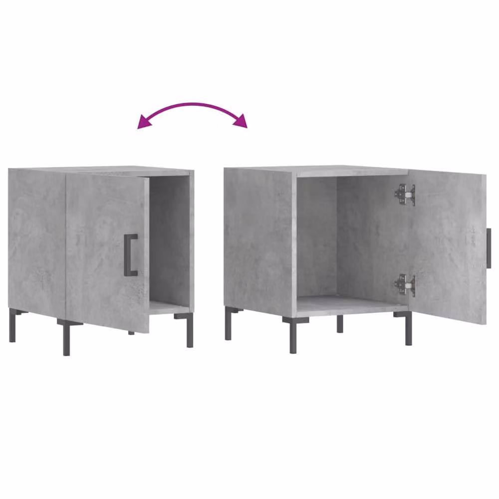 Berkfield Home Set of 2 Modern Bedside Cabinets in Concrete Grey, W/D/H: 40 x 40 x 50 cm – 2