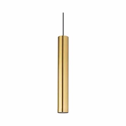 Ideal Lux Look SP1 D06 Suspended Cylinder Pendant Light in Gold/Brass with Height Adjustment