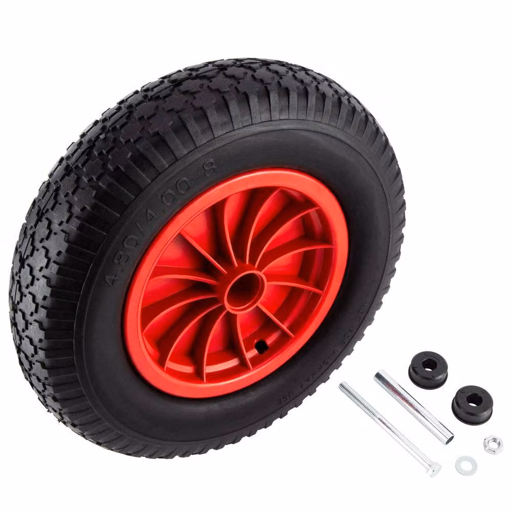 SPETLEK 2-Piece Black Puncture Proof Solid Rubber Trolley Tyres, 16 inch, 4.80/4.00-8 – 6