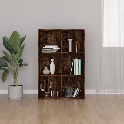 vidaXL Smoked Oak Book Cabinet and Sideboard in Brown, W/D/H: 66 x 30 x 98 cm – 2