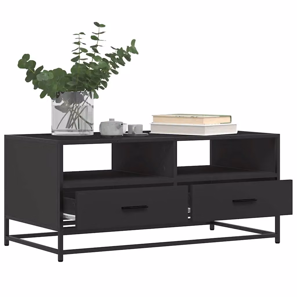 Berkfield Home Industrial Black Coffee Table in Engineered Wood and Metal, W/D/H: 100 x 50 x 45 cm – 4