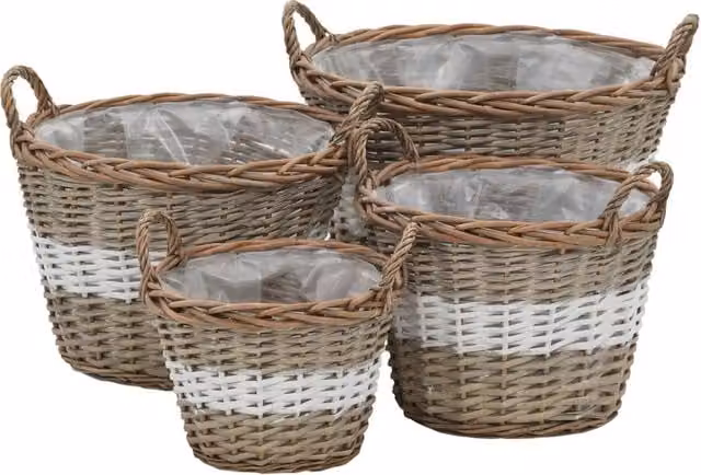 Berkfield Home 4 Piece Brown Wicker Raised Bed with PE Lining